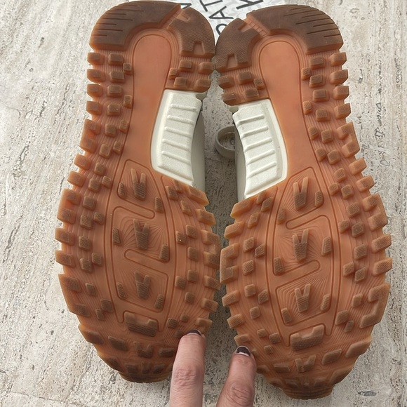 Somiliss Sneakers Genuine Leather Suede Patchwork Lace-Up Cream/Tan Size 9.5 - Picture 5 of 17